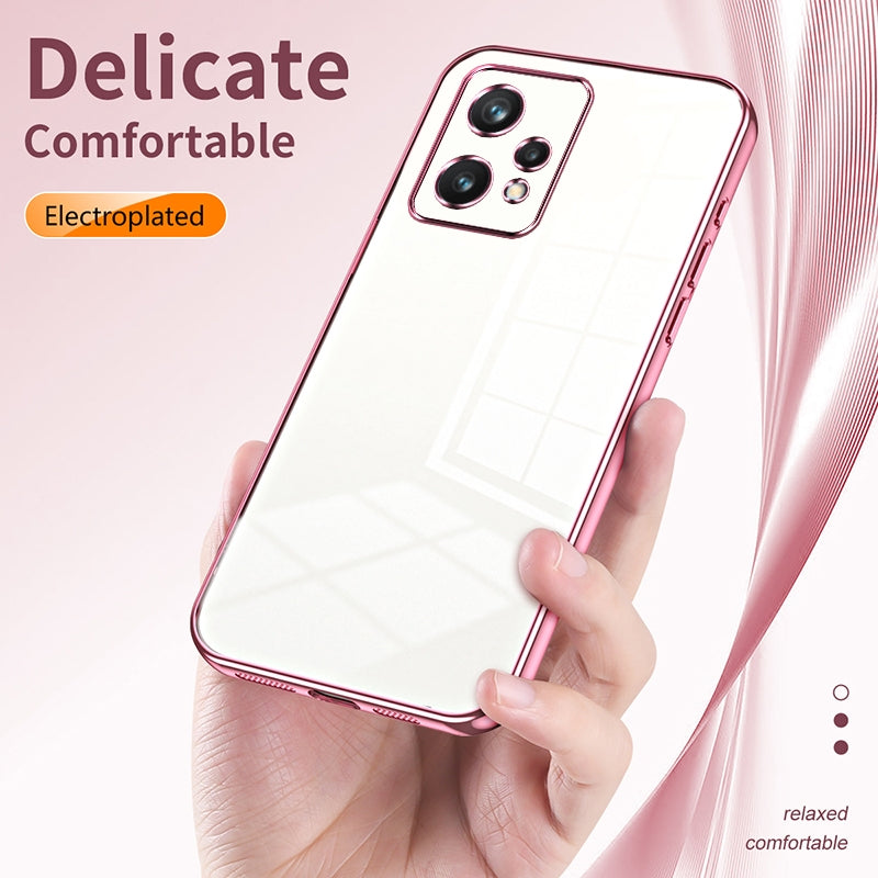 Realme Q5 Transparent Fine Hole Phone Case - Crystal Clear Vacuum Plating, Anti-Fingerprint, Shock-Absorbing TPU Frame