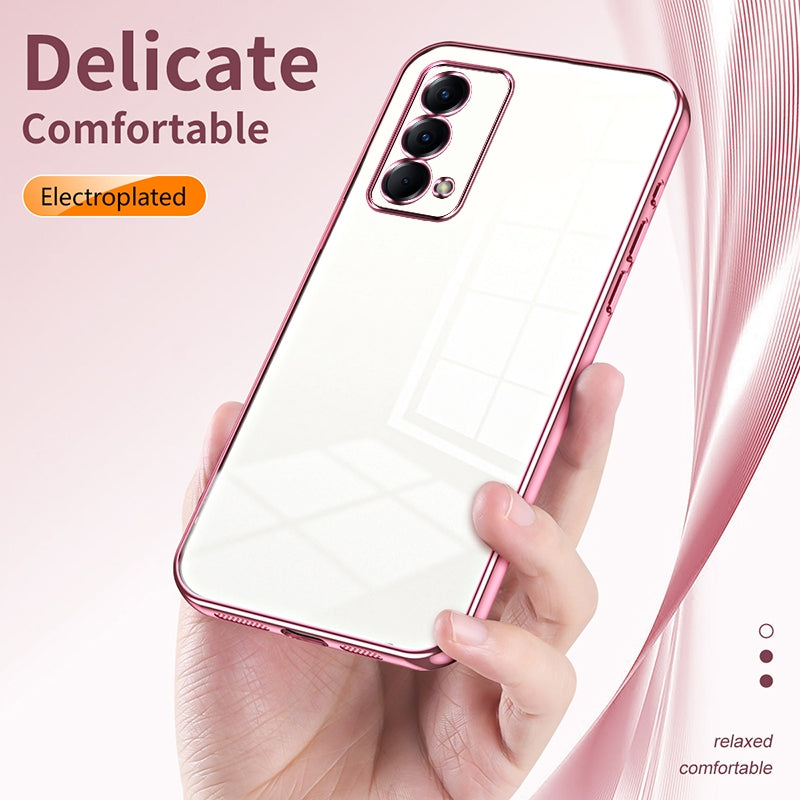 Realme Q3 Pro Carnival Transparent Fine Hole Phone Case - Crystal Clear Vacuum Plating, Anti-Fingerprint, Shock-Absorbing TPU Frame