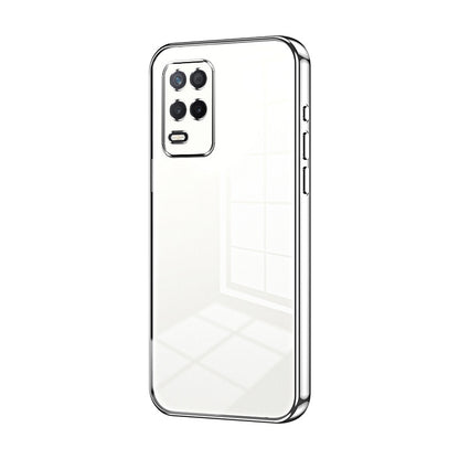 Realme V13 5G Transparent Fine Hole Phone Case - Crystal Clear Vacuum Plating, Anti-Fingerprint, Shock-Absorbing TPU Frame