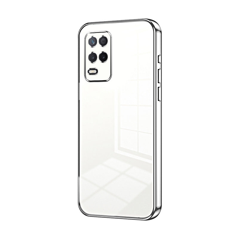Realme Q3i 5G Transparent Fine Hole Phone Case - Crystal Clear Vacuum Plating, Anti-Fingerprint, Shock-Absorbing TPU Frame