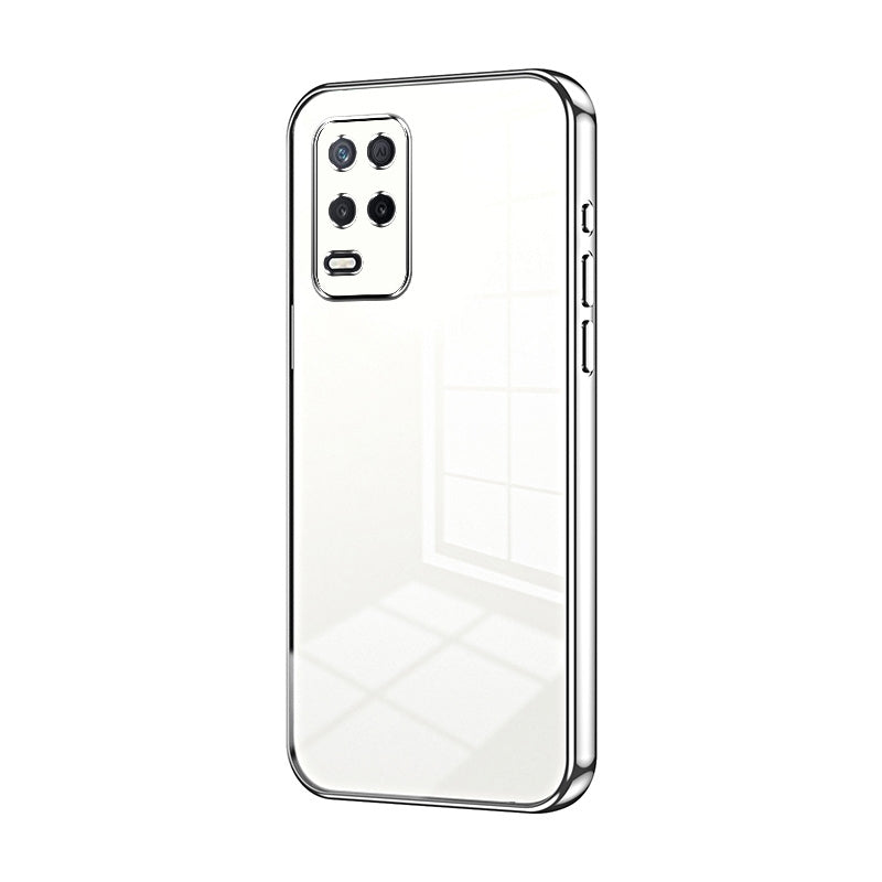Realme 8 5G Transparent Fine Hole Phone Case - Crystal Clear Vacuum Plating, Anti-Fingerprint, Shock-Absorbing TPU Frame