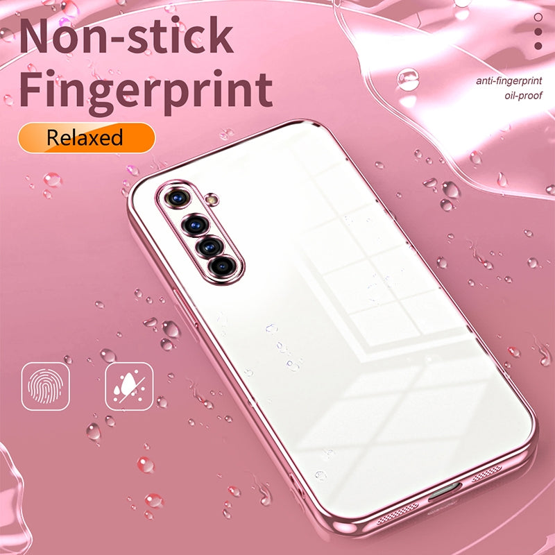 Realme X50 Pro Transparent Fine Hole Phone Case - Crystal Clear Vacuum Plating, Anti-Fingerprint, Shock-Absorbing TPU Frame
