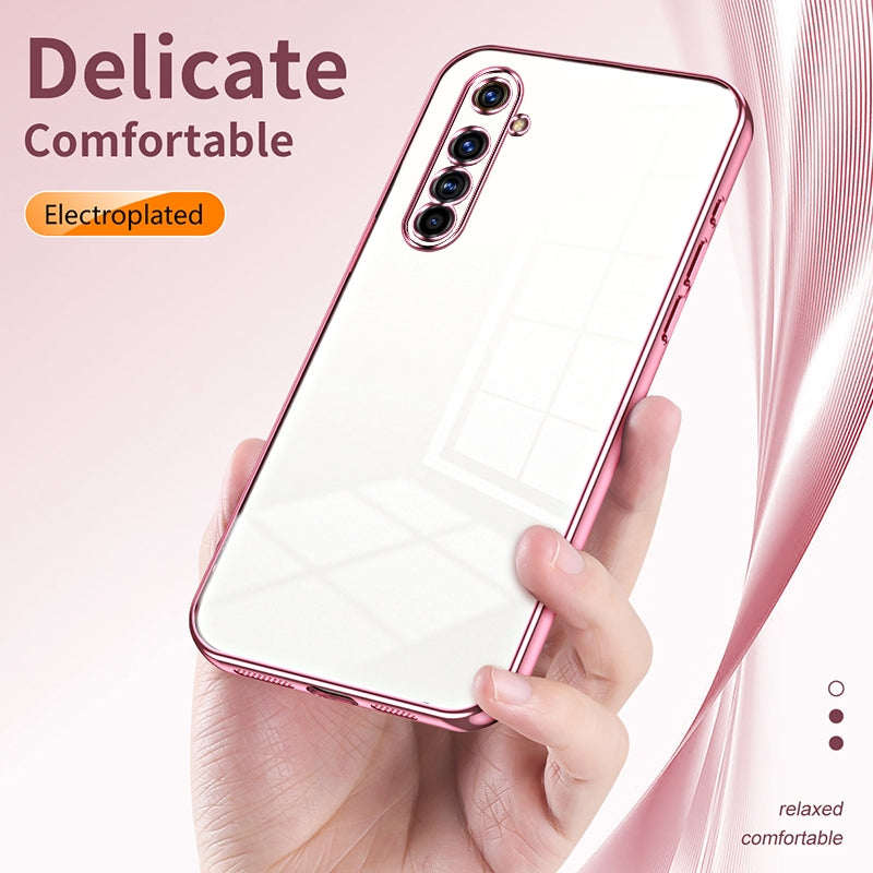 Realme X50 Pro Transparent Fine Hole Phone Case - Crystal Clear Vacuum Plating, Anti-Fingerprint, Shock-Absorbing TPU Frame