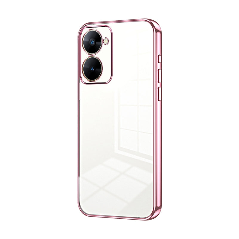 Realme V30t Transparent Fine Hole Phone Case - Crystal Clear Vacuum Plating, Anti-Fingerprint, Shock-Absorbing TPU Frame