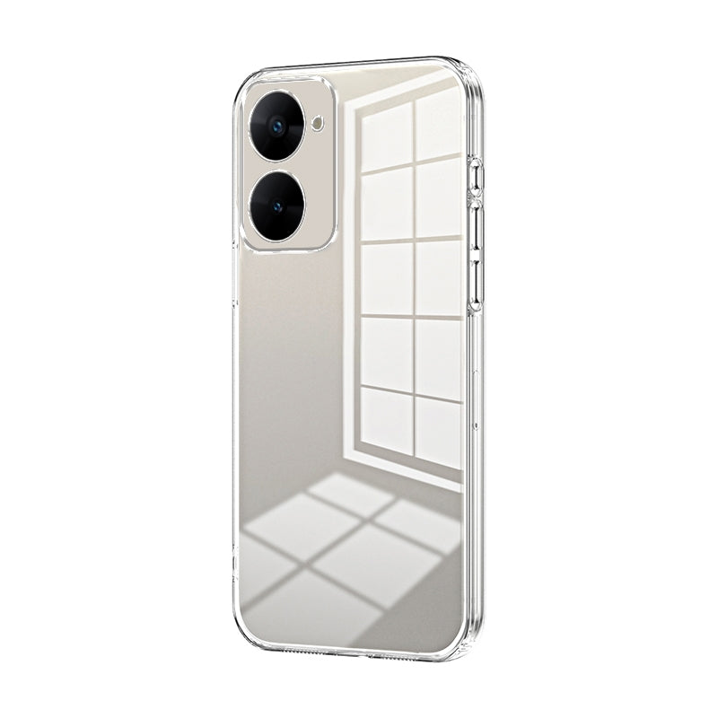 Realme V30t Transparent Fine Hole Phone Case - Crystal Clear Vacuum Plating, Anti-Fingerprint, Shock-Absorbing TPU Frame