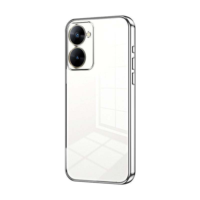 Realme V30t Transparent Fine Hole Phone Case - Crystal Clear Vacuum Plating, Anti-Fingerprint, Shock-Absorbing TPU Frame