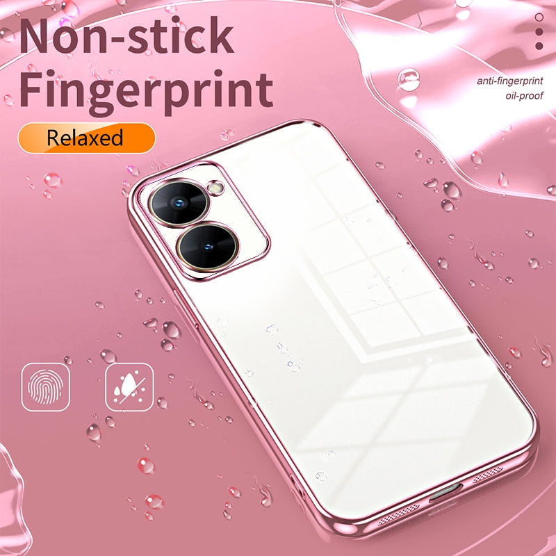 Realme V30t Transparent Fine Hole Phone Case - Crystal Clear Vacuum Plating, Anti-Fingerprint, Shock-Absorbing TPU Frame
