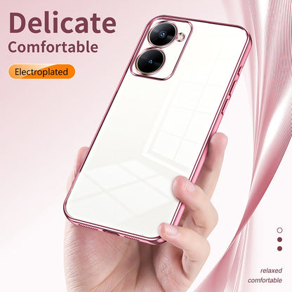 Realme V30t Transparent Fine Hole Phone Case - Crystal Clear Vacuum Plating, Anti-Fingerprint, Shock-Absorbing TPU Frame
