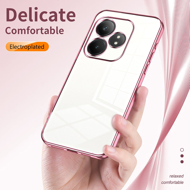 Realme GT Neo6 SE Transparent Fine Hole Phone Case - Crystal Clear Vacuum Plating, Anti-Fingerprint, Shock-Absorbing TPU Frame
