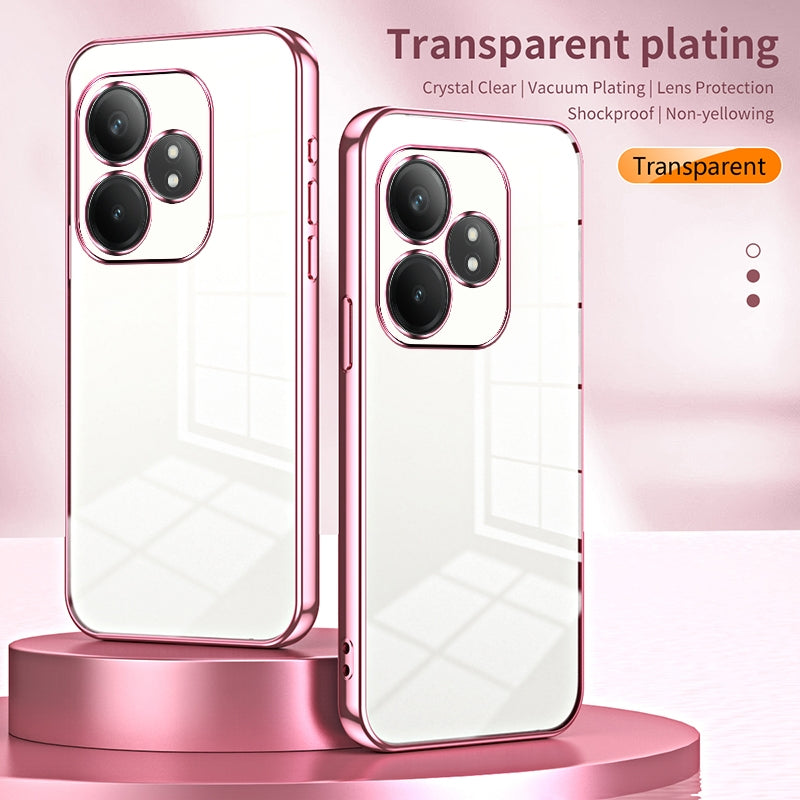 Realme GT Neo6 SE Transparent Fine Hole Phone Case - Crystal Clear Vacuum Plating, Anti-Fingerprint, Shock-Absorbing TPU Frame