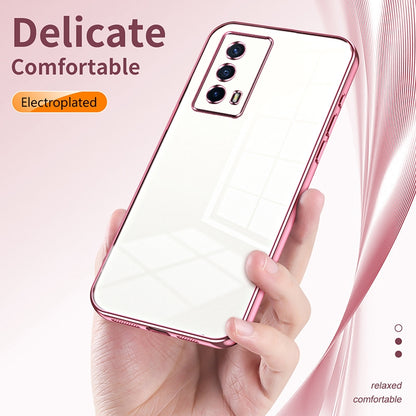 vivo iQOO Z5 Transparent Fine Hole Phone Case - Crystal Clear Vacuum Plating, Anti-Fingerprint, Shock-Absorbing TPU Frame