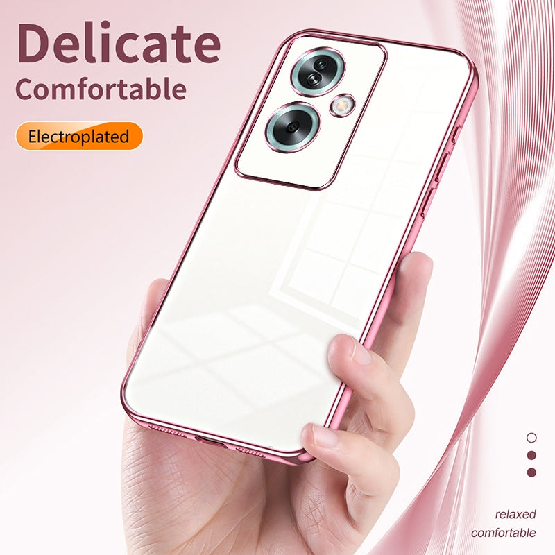 OPPO A79 5G Transparent Fine Hole Phone Case - Crystal Clear Vacuum Plating, Anti-Fingerprint, Shock-Absorbing TPU Frame