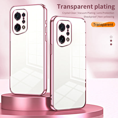 OPPO Find X5 Transparent Fine Hole Phone Case - Crystal Clear Vacuum Plating, Anti-Fingerprint, Shock-Absorbing TPU Frame