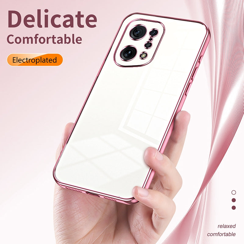 OPPO Find X5 Transparent Fine Hole Phone Case - Crystal Clear Vacuum Plating, Anti-Fingerprint, Shock-Absorbing TPU Frame