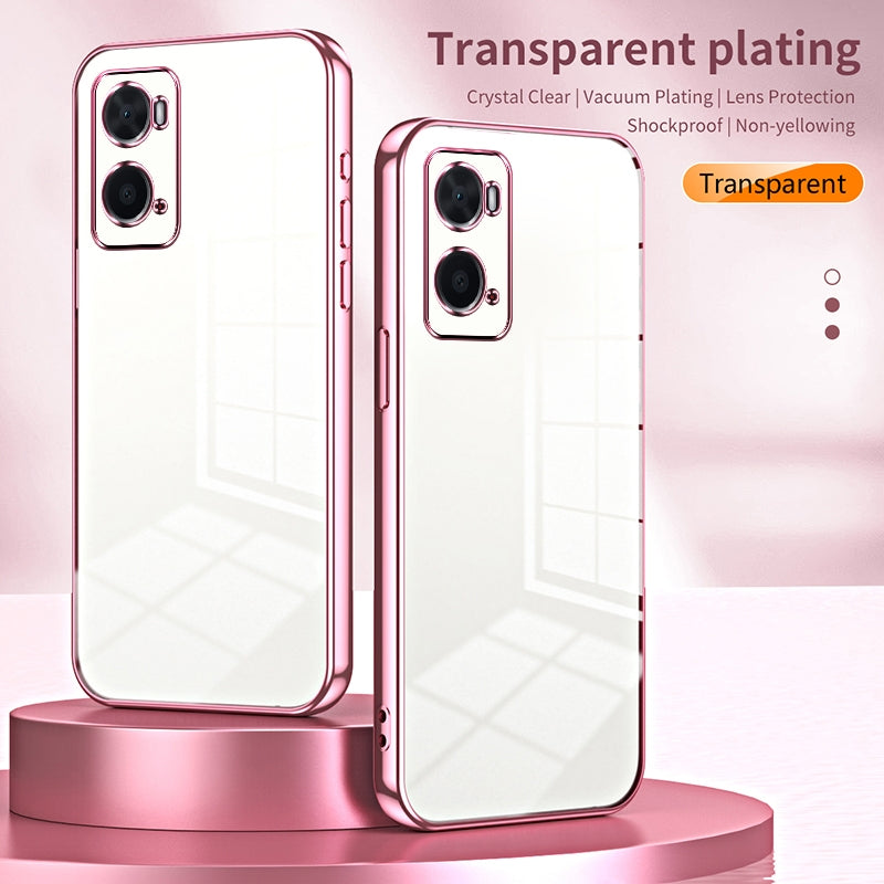 OPPO A76 Transparent Fine Hole Phone Case - Crystal Clear Vacuum Plating, Anti-Fingerprint, Shock-Absorbing TPU Frame