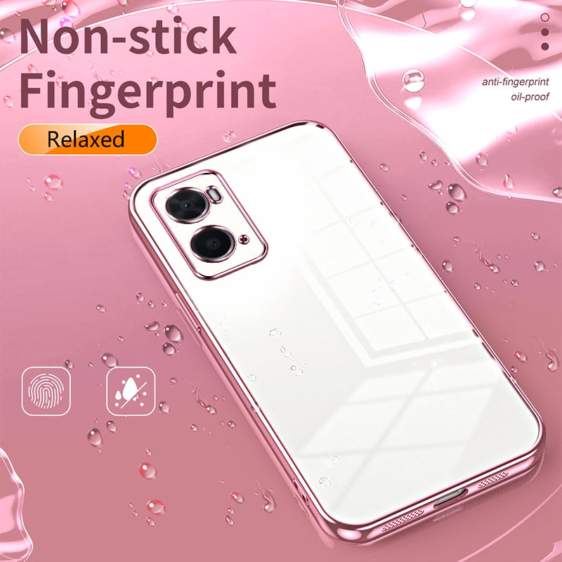 OPPO A96 4G Global Transparent Fine Hole Phone Case - Crystal Clear Vacuum Plating, Anti-Fingerprint, Shock-Absorbing TPU Frame