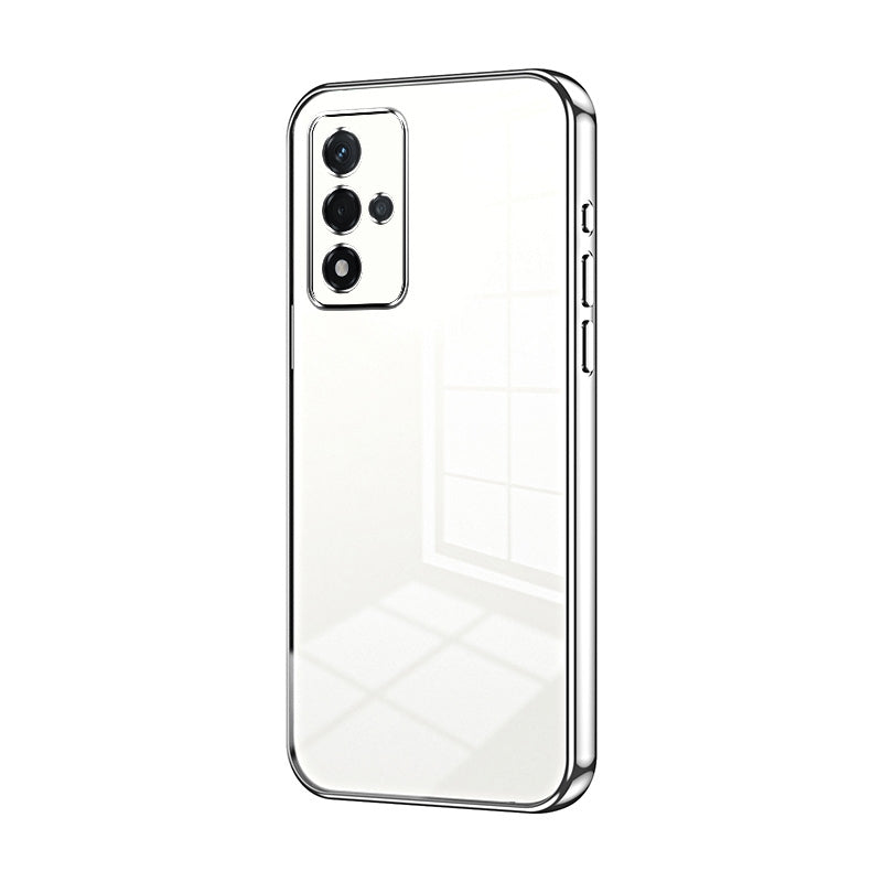 OPPO A93s 5G Transparent Fine Hole Phone Case - Crystal Clear Vacuum Plating, Anti-Fingerprint, Shock-Absorbing TPU Frame