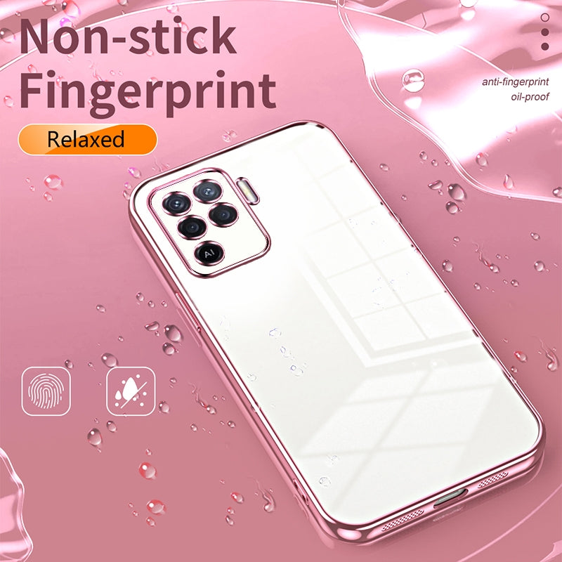 OPPO A94 4G Transparent Fine Hole Phone Case - Crystal Clear Vacuum Plating, Anti-Fingerprint, Shock-Absorbing TPU Frame