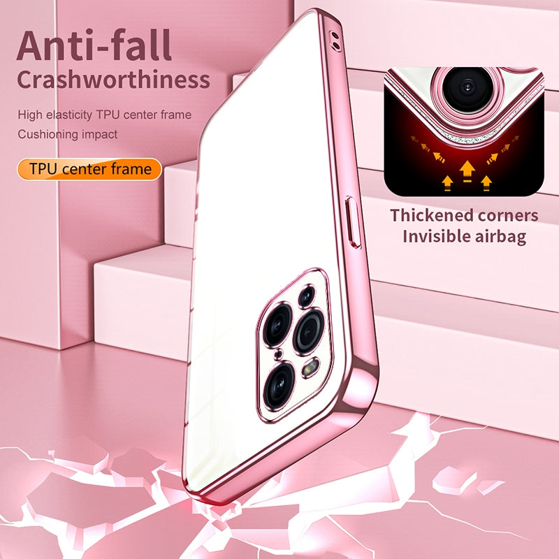 OPPO Find X3 Transparent Fine Hole Phone Case - Crystal Clear Vacuum Plating, Anti-Fingerprint, Shock-Absorbing TPU Frame