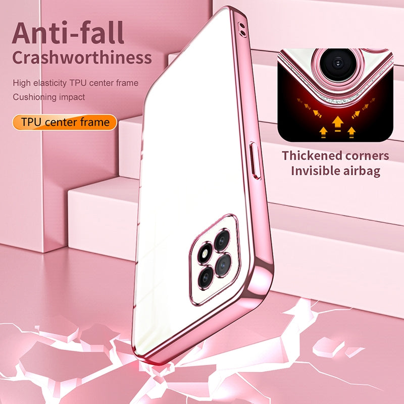 OPPO A73 5G Transparent Fine Hole Phone Case - Crystal Clear Vacuum Plating, Anti-Fingerprint, Shock-Absorbing TPU Frame