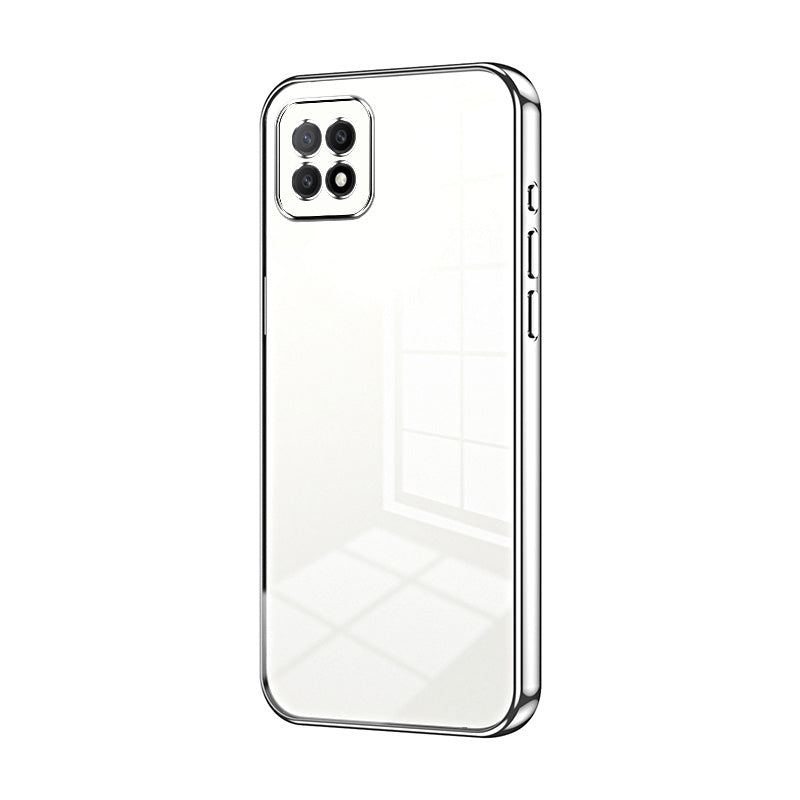 OPPO A73 5G Transparent Fine Hole Phone Case - Crystal Clear Vacuum Plating, Anti-Fingerprint, Shock-Absorbing TPU Frame