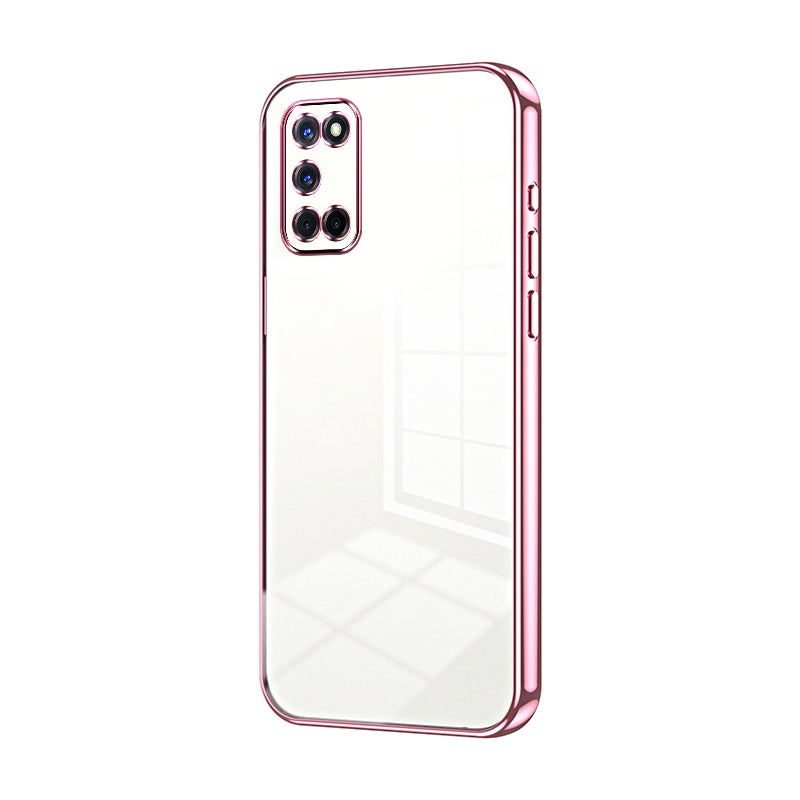 OPPO A92 Transparent Fine Hole Phone Case - Crystal Clear Vacuum Plating, Anti-Fingerprint, Shock-Absorbing TPU Frame