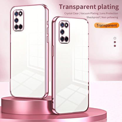 OPPO A92 Transparent Fine Hole Phone Case - Crystal Clear Vacuum Plating, Anti-Fingerprint, Shock-Absorbing TPU Frame