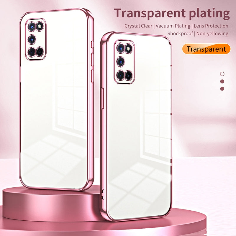 OPPO A72 Transparent Fine Hole Phone Case - Crystal Clear Vacuum Plating, Anti-Fingerprint, Shock-Absorbing TPU Frame