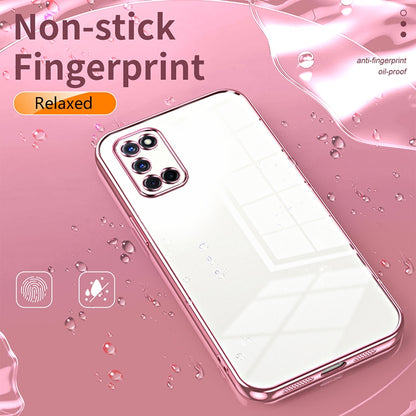 OPPO A92 Transparent Fine Hole Phone Case - Crystal Clear Vacuum Plating, Anti-Fingerprint, Shock-Absorbing TPU Frame
