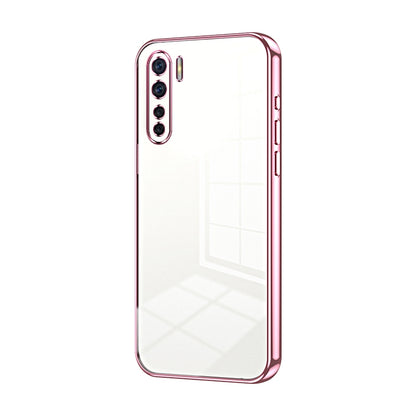 OPPO F15 Transparent Fine Hole Phone Case - Crystal Clear Vacuum Plating, Anti-Fingerprint, Shock-Absorbing TPU Frame