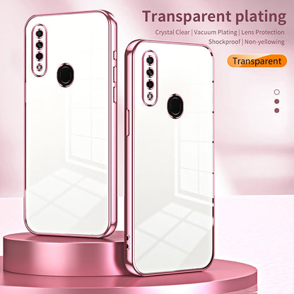 OPPO A8 Transparent Fine Hole Phone Case - Crystal Clear Vacuum Plating, Anti-Fingerprint, Shock-Absorbing TPU Frame