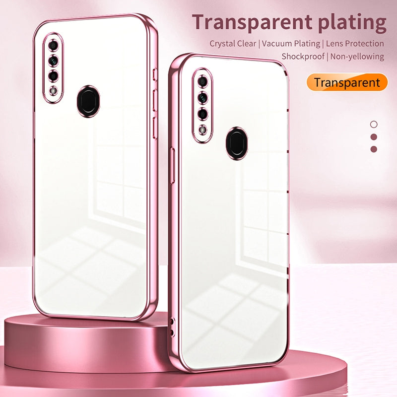 OPPO A8 Transparent Fine Hole Phone Case - Crystal Clear Vacuum Plating, Anti-Fingerprint, Shock-Absorbing TPU Frame