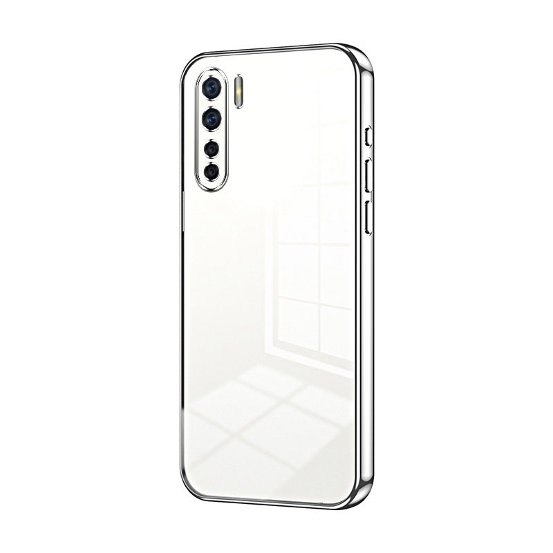 OPPO A91 Transparent Fine Hole Phone Case - Crystal Clear Vacuum Plating, Anti-Fingerprint, Shock-Absorbing TPU Frame