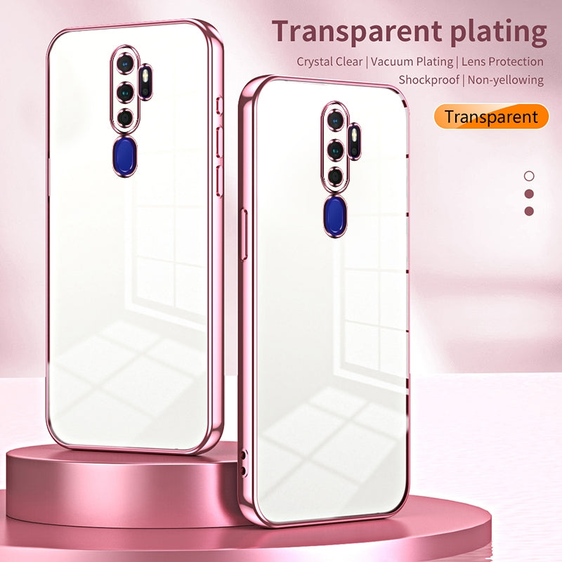 OPPO A9 2020 Transparent Fine Hole Phone Case - Crystal Clear Vacuum Plating, Anti-Fingerprint, Shock-Absorbing TPU Frame