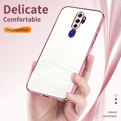 OPPO A9 2020 Transparent Fine Hole Phone Case - Crystal Clear Vacuum Plating, Anti-Fingerprint, Shock-Absorbing TPU Frame