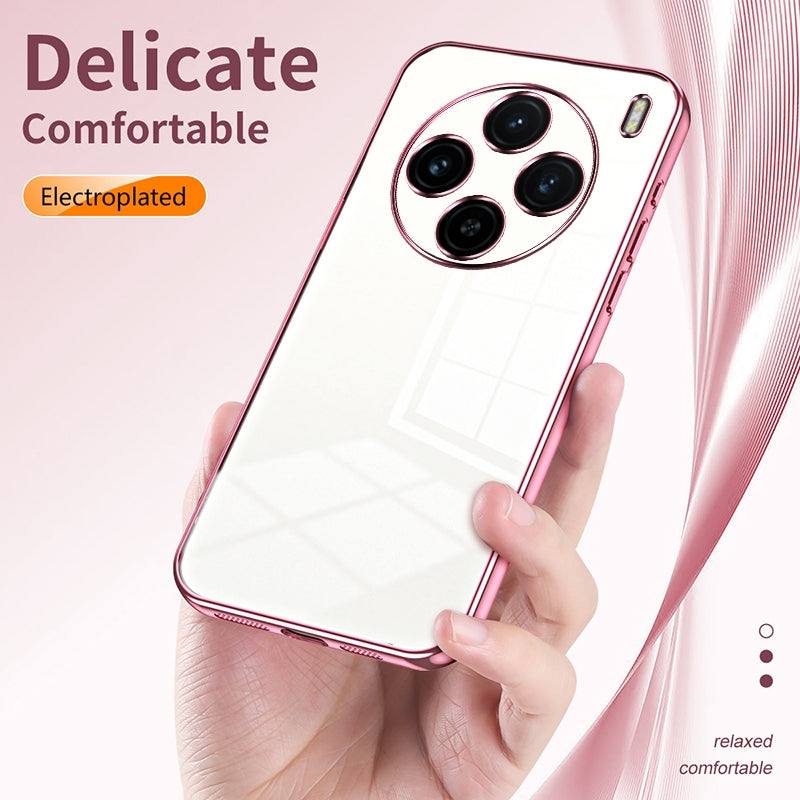 vivo X100 Transparent Fine Hole Phone Case - Crystal Clear Vacuum Plating, Anti-Fingerprint, Shock-Absorbing TPU Frame