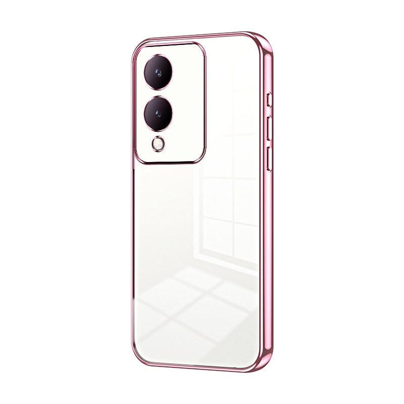 vivo Y17s Transparent Fine Hole Phone Case - Crystal Clear Vacuum Plating, Anti-Fingerprint, Shock-Absorbing TPU Frame