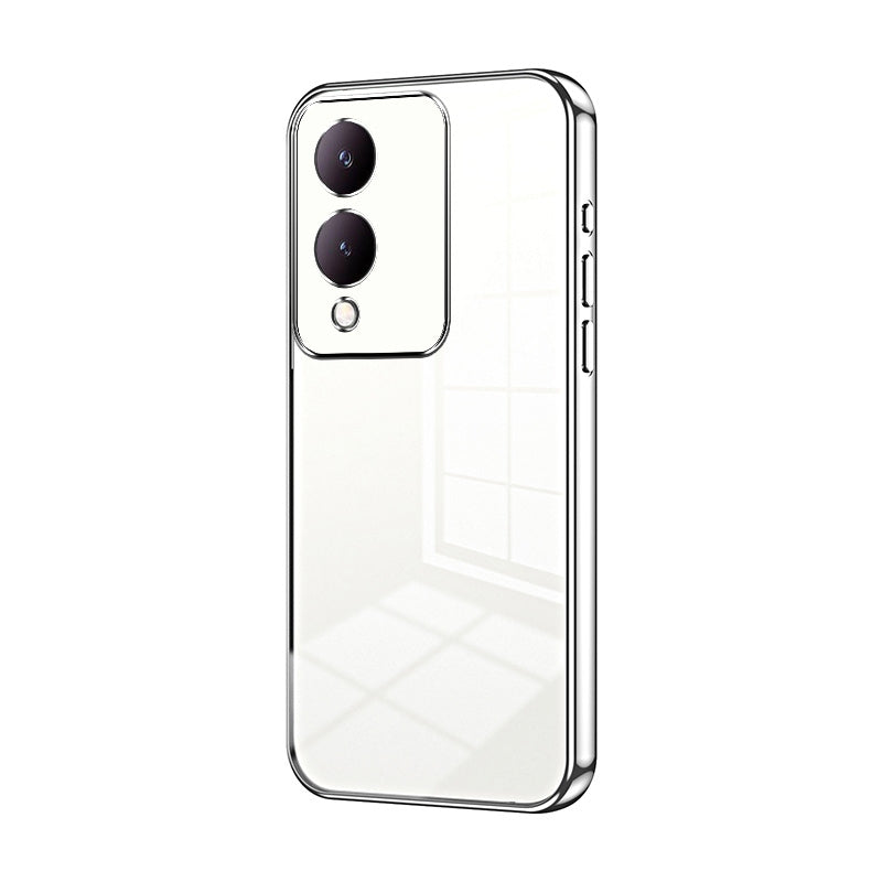 vivo Y17s Transparent Fine Hole Phone Case - Crystal Clear Vacuum Plating, Anti-Fingerprint, Shock-Absorbing TPU Frame