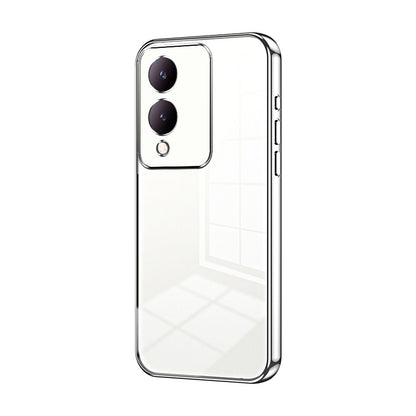 vivo Y17s Transparent Fine Hole Phone Case - Crystal Clear Vacuum Plating, Anti-Fingerprint, Shock-Absorbing TPU Frame
