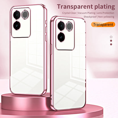 vivo S17e Transparent Fine Hole Phone Case - Crystal Clear Vacuum Plating, Anti-Fingerprint, Shock-Absorbing TPU Frame