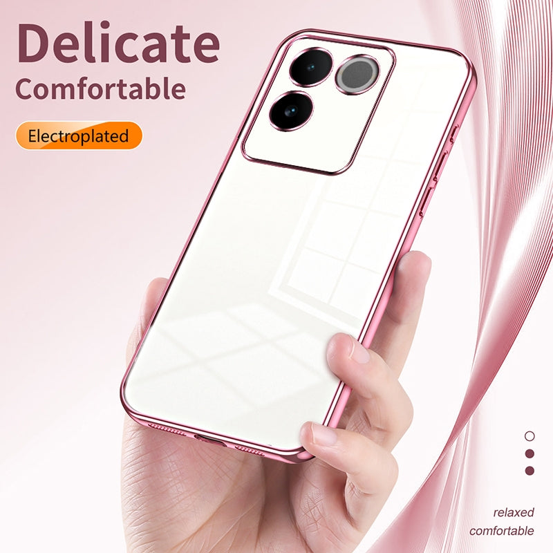 vivo S17e Transparent Fine Hole Phone Case - Crystal Clear Vacuum Plating, Anti-Fingerprint, Shock-Absorbing TPU Frame