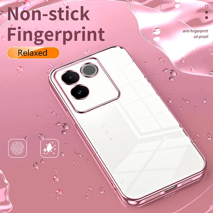 vivo S17e Transparent Fine Hole Phone Case - Crystal Clear Vacuum Plating, Anti-Fingerprint, Shock-Absorbing TPU Frame