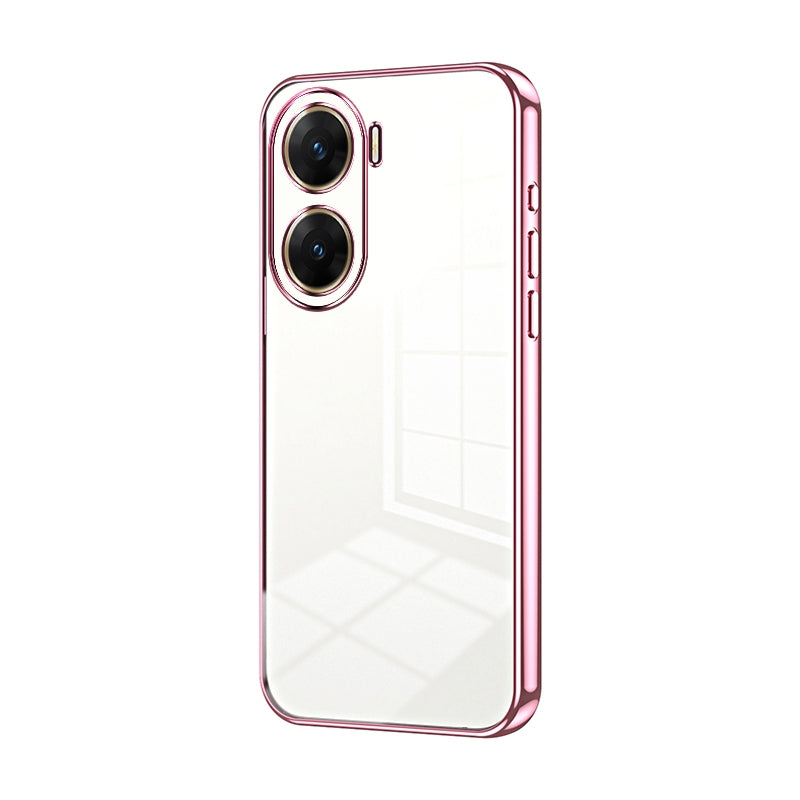 vivo V29e Transparent Fine Hole Phone Case - Crystal Clear Vacuum Plating, Anti-Fingerprint, Shock-Absorbing TPU Frame