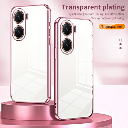 vivo V29e Transparent Fine Hole Phone Case - Crystal Clear Vacuum Plating, Anti-Fingerprint, Shock-Absorbing TPU Frame