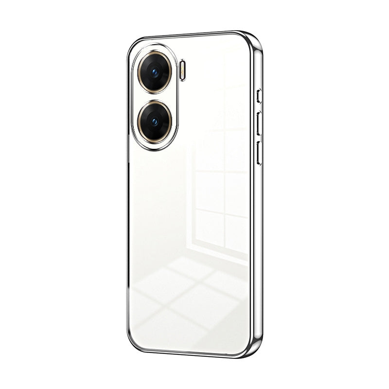 vivo V29e Transparent Fine Hole Phone Case - Crystal Clear Vacuum Plating, Anti-Fingerprint, Shock-Absorbing TPU Frame