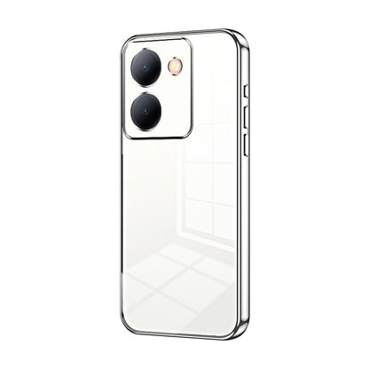 vivo Y36 5G Transparent Fine Hole Phone Case - Crystal Clear Vacuum Plating, Anti-Fingerprint, Shock-Absorbing TPU Frame