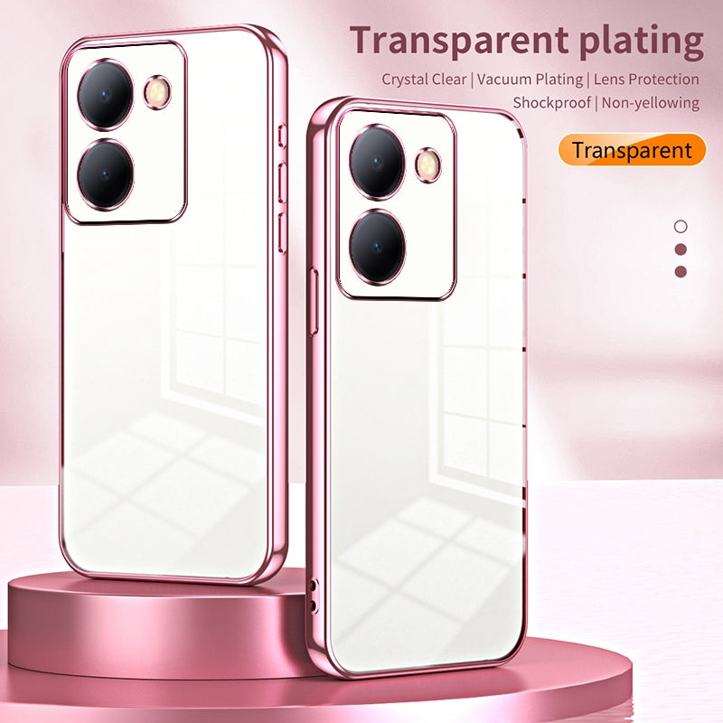 vivo Y36 5G Transparent Fine Hole Phone Case - Crystal Clear Vacuum Plating, Anti-Fingerprint, Shock-Absorbing TPU Frame