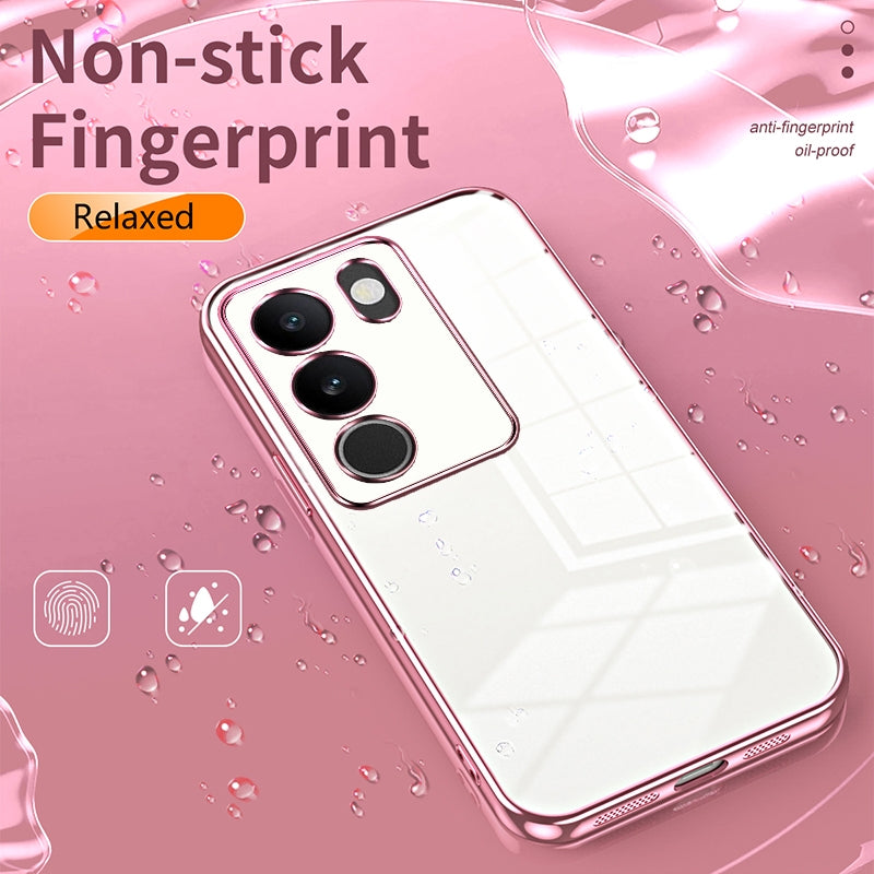 vivo S17 Transparent Fine Hole Phone Case - Crystal Clear Vacuum Plating, Anti-Fingerprint, Shock-Absorbing TPU Frame