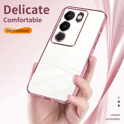 vivo S17 Pro Transparent Fine Hole Phone Case - Crystal Clear Vacuum Plating, Anti-Fingerprint, Shock-Absorbing TPU Frame