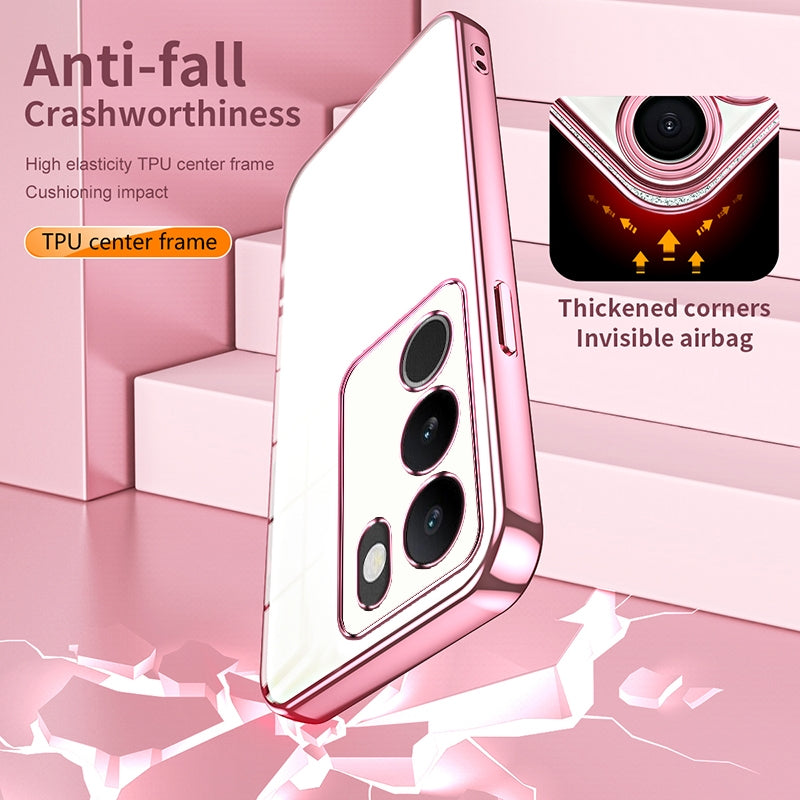 vivo S17 Pro Transparent Fine Hole Phone Case - Crystal Clear Vacuum Plating, Anti-Fingerprint, Shock-Absorbing TPU Frame
